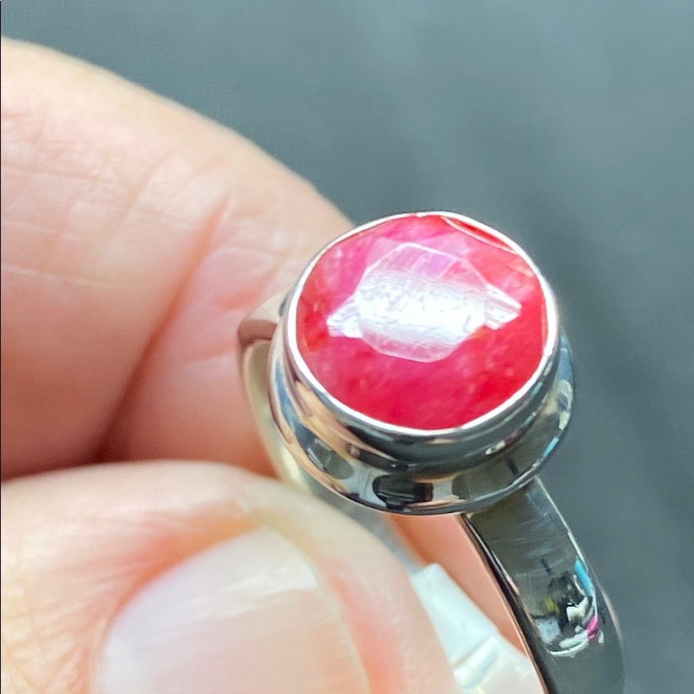 Ruby Ring Size 9 In Solid Sterling Silver 925 - image 3